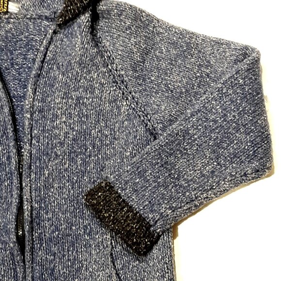 Milma's Crafts Alpaca Cardigan Sweater Women S/M Denim Blue Zipper Hood Pockets - Picture 5 of 7
